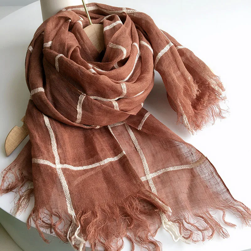 

Scarf Women Cotton Linen Long Shawl Neck Wrap Autumn Winter Spring Accessory For Summer Holiday Gift
