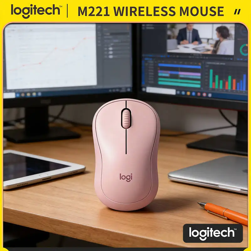 

Logitech M221 Ergonomic Silent Mouse - 18-Month Battery Life, 75g Portable, 1000 DPI, Fit for PC Laptop Mac Users