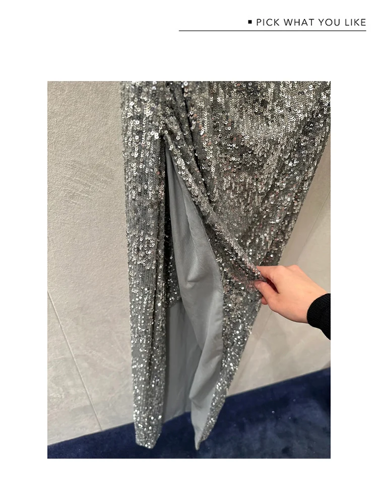 Socialite Style Exquisite Rhinestone Flower Sequined Short Coat 2023 Fall New Luxury Sexy Slit Backless Suspender Dresses Suit