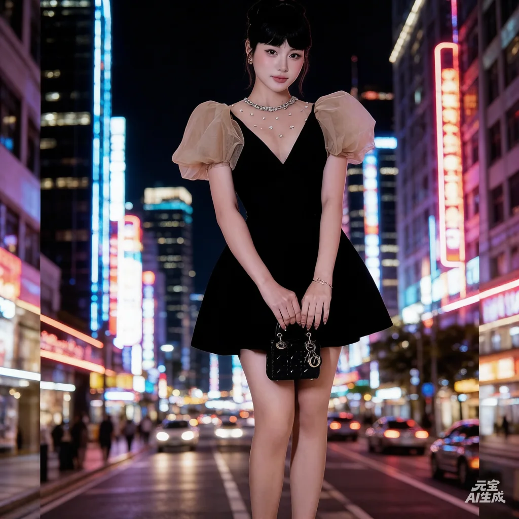 

Cute Kawaii Black Velvet Mini Dress with Tulle Puff Sleeves Sheer Top Rhinestone Details for Y2K Party Date Ever Pretty Plus