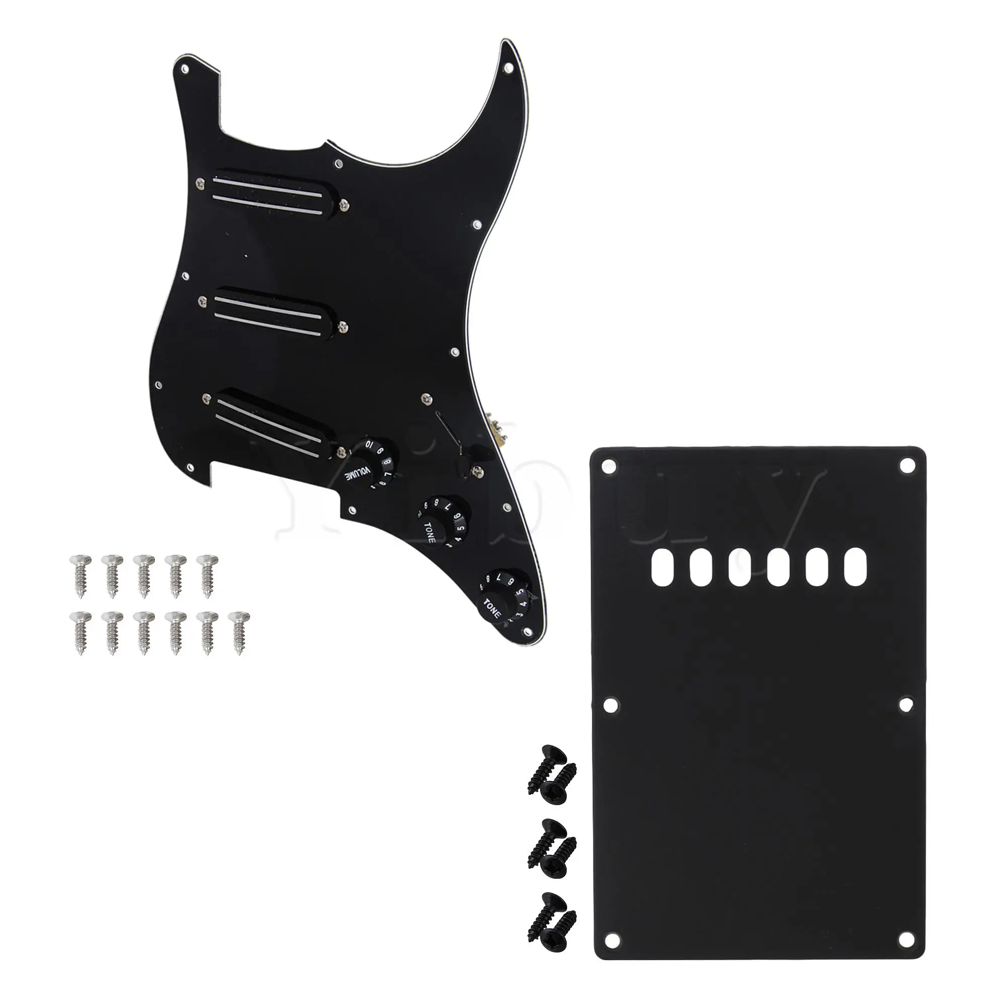 Yibuy SSS Pickguard 11 Hole 3-ply for Electric Guitar w/ Back Plate & Screws