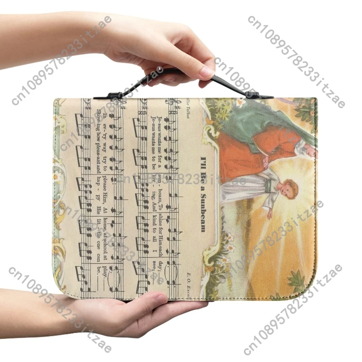 حقيبة الكتاب المقدس الجلدية للنساء ترنيمة الكتاب المقدس طباعة حقائب اليد انغلق مقبض دراسة كتاب صناديق التخزين المقدسة حقيبة تخزين الكتاب المقدس رائعة #2