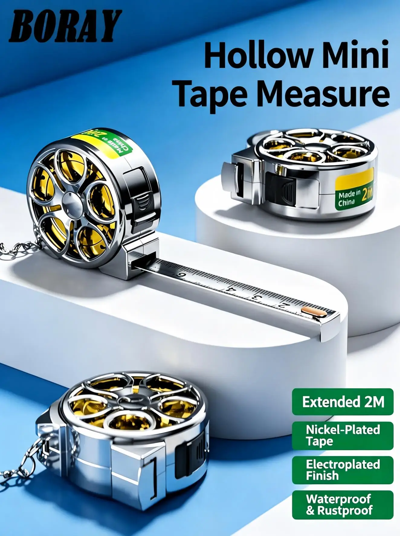 Precision Hollow-out measuring tape 2m 3m 5m metric steel tape rule rustproof and corrosion-resistant for DIY.
