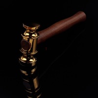 New Gold-plated Hammer Mirror Polishing Brass Plated 18K Gold Woodworking Hammers Handmade Leather Art Playing Wood Manual Tools