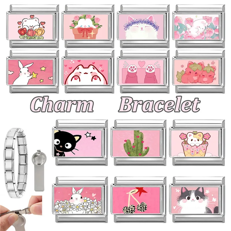 جديد جميل الحيوانات الأليفة القطط والكلاب وصلات سحرية إيطالية تناسب 9 مللي متر سوار الفولاذ المقاوم للصدأ النساء الرجال DIY بها بنفسك صنع المجوهرات #3