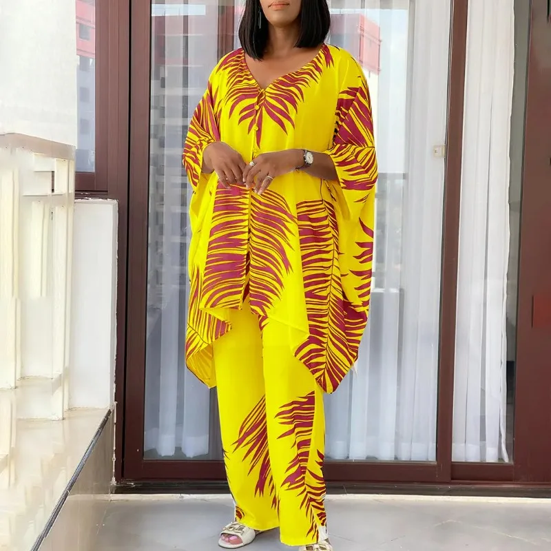 

2 Piece Women Sets Dashiki African New Arrival Summer Autumn Matching Sets Two Pieces Sets Top And Pants Suits Outfits Clothing