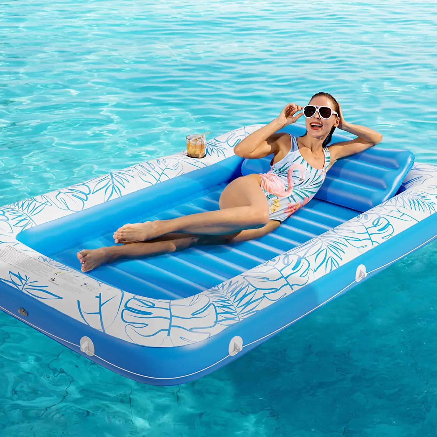 Internet celebrities Inflatable Maple Leaf Floating Bed Swimming Ring Water Play Toys Mesh Backrest Lounge Sun Bath Floating Row