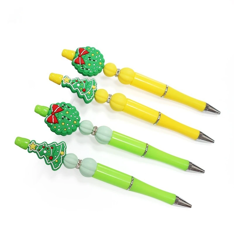 Christmas 8pcs 8 Colors Creative Diy Beaded Colored Plastic Multi-functional Rotary Ballpoint Pen Christmas Student Gift