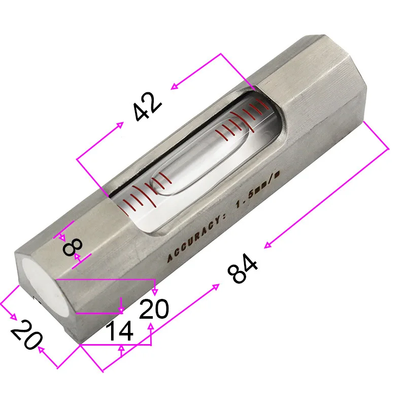 Burbuja de nivel de burbuja de alta precisión, herramientas de nivel de burbuja de acero inoxidable, precisión de 0,1mm, 0,6mm, 1,5 mm/M