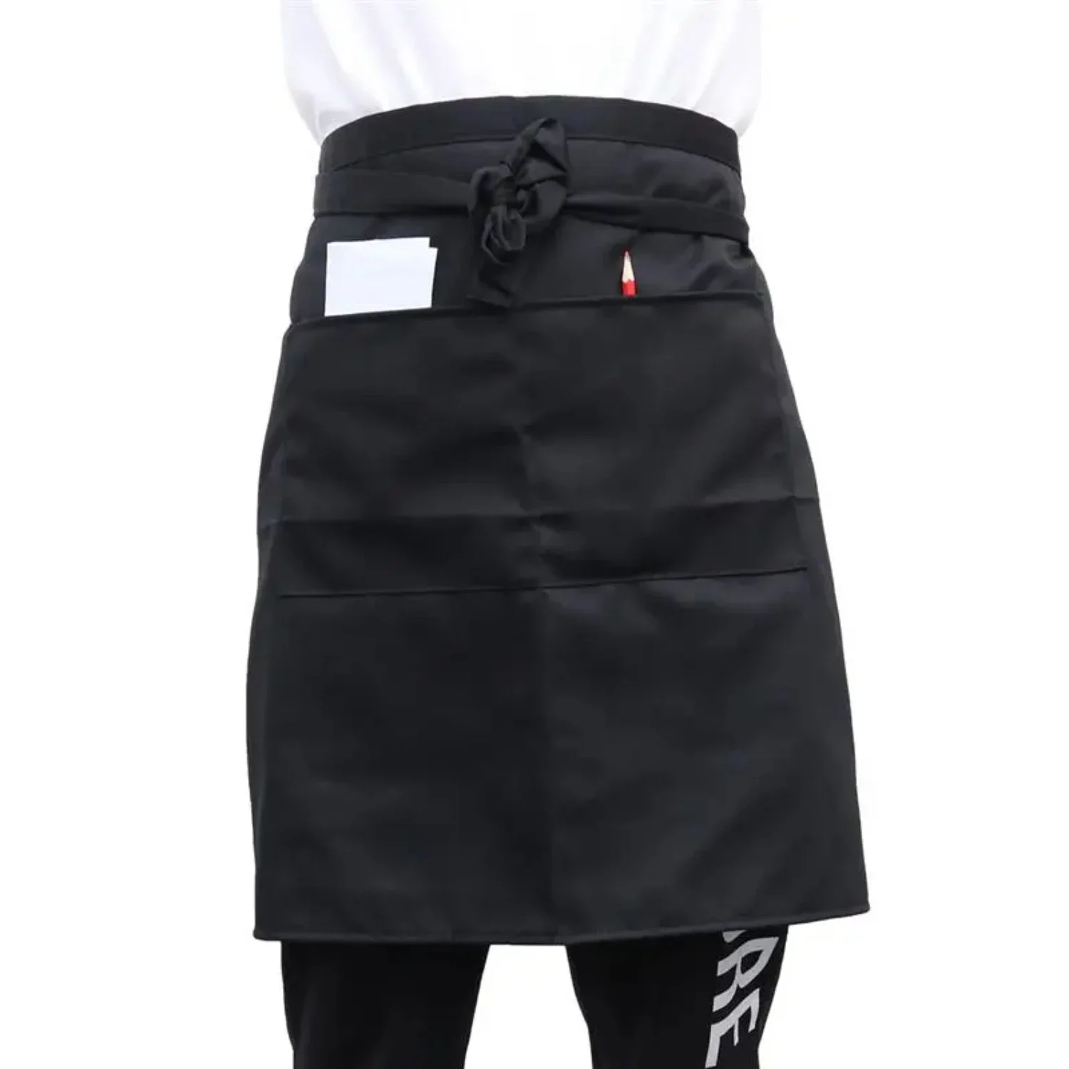 

Stylish and Effortless Black Unisex Waist Apron with Double Pockets: The Perfect Choice for Men and Women! Ideal for Kitchen Coo