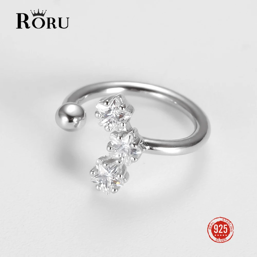 RORU 925 Sterling Silver Earrings Ear Cuff Zircon U-shaped Clip on Earrings No Piercing Fake Cartilage Earrings Fine Jewelry