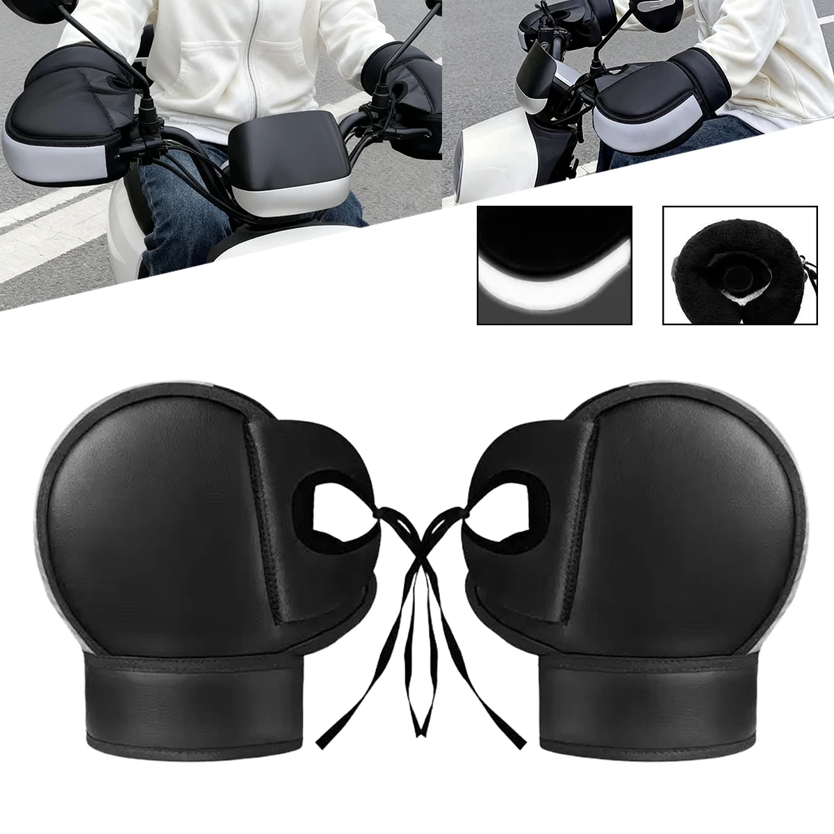

Motorcycle Handlebar Muffs Hand Protector Winter Windproof Thicken Warm Thermal Mobile Handle Bar Gloves