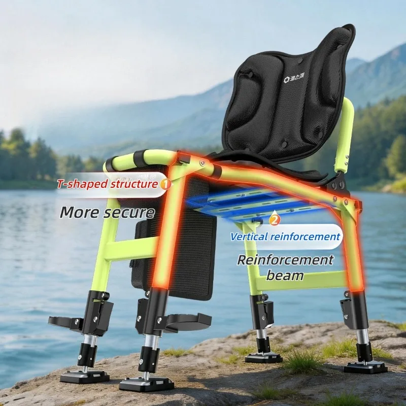Ergonomics Portable Folding Chair Multifunctional Lightweight Adjustable Breathable Outdoor Fishing Chairs Fishing Accessories