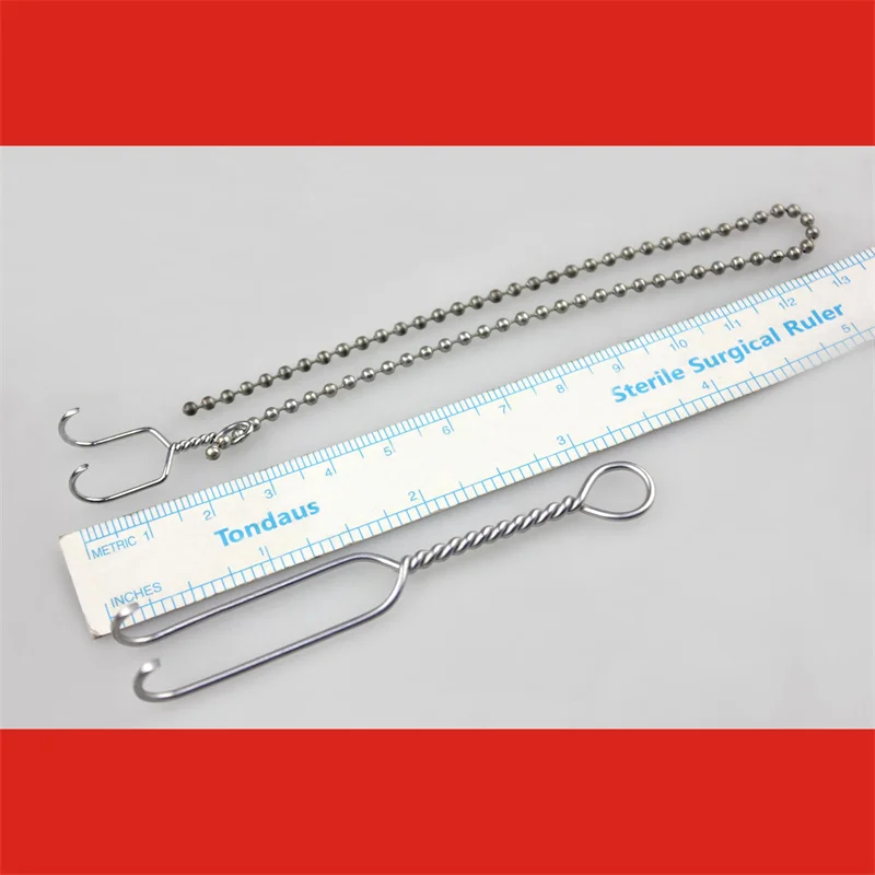 Golden Zhong medical scalp hook head skin hook spiral bead chain double claw hook external neurosurgery instrument