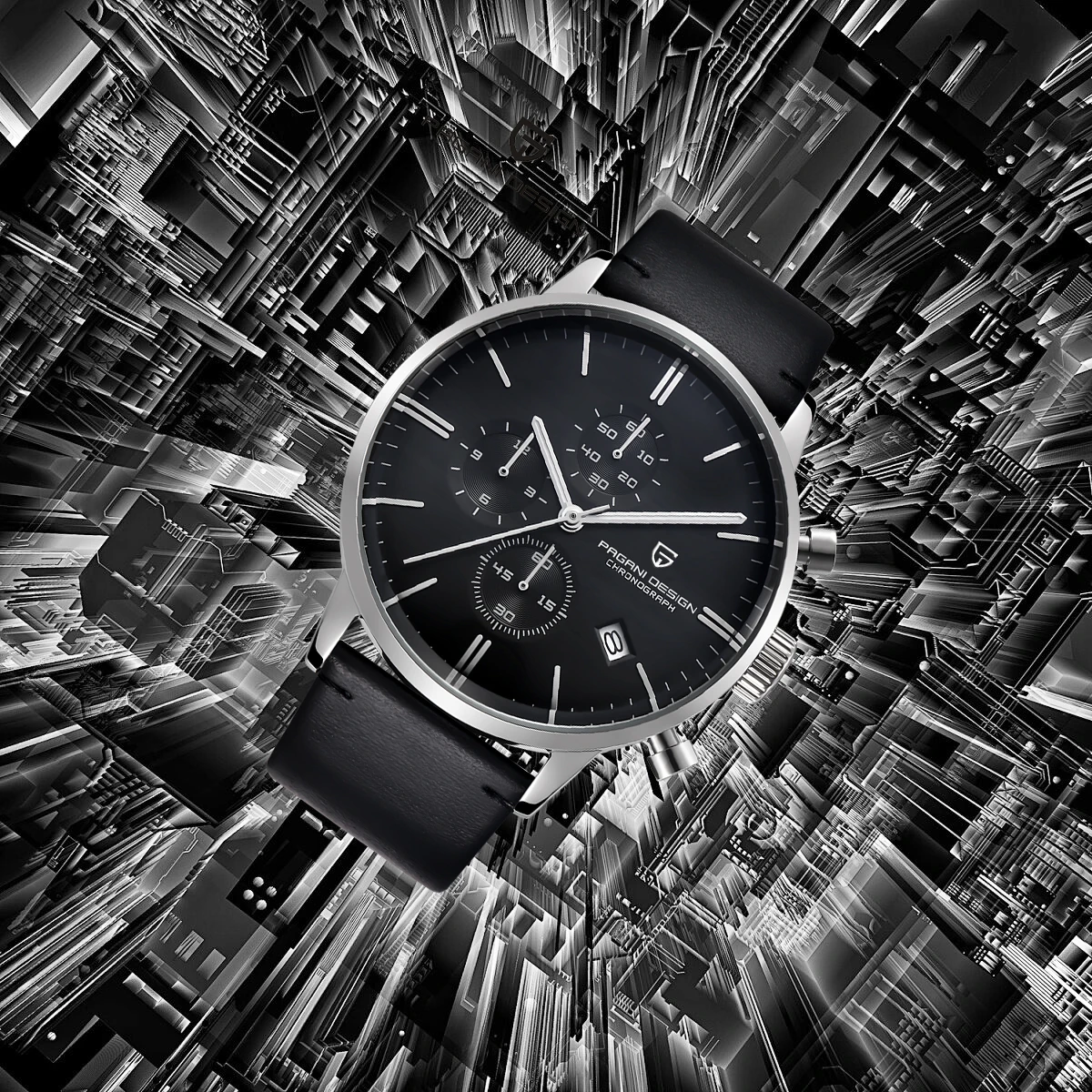 PAGANI DESIGN Business & Versatile Mens Quartz Watch VK67 Leather Strap Date Window Waterproof Watch Urban Workplace Mens Choice