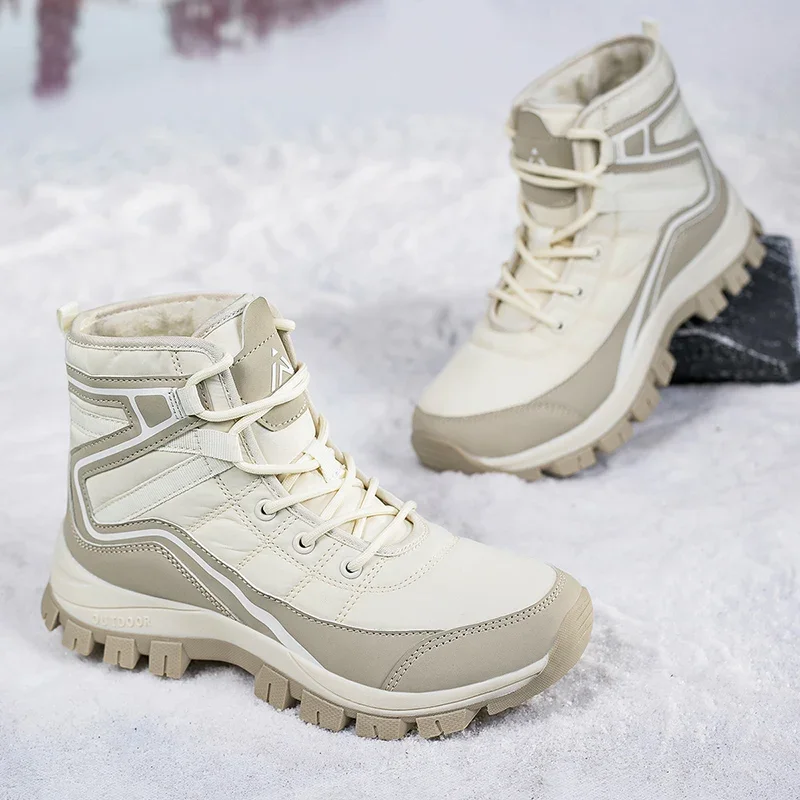 

Men Winter Snow Boots Super Warm Men Hiking Boots High Quality Waterproof Leather High Top Big Size Men's Boots Outdoor Sneakers