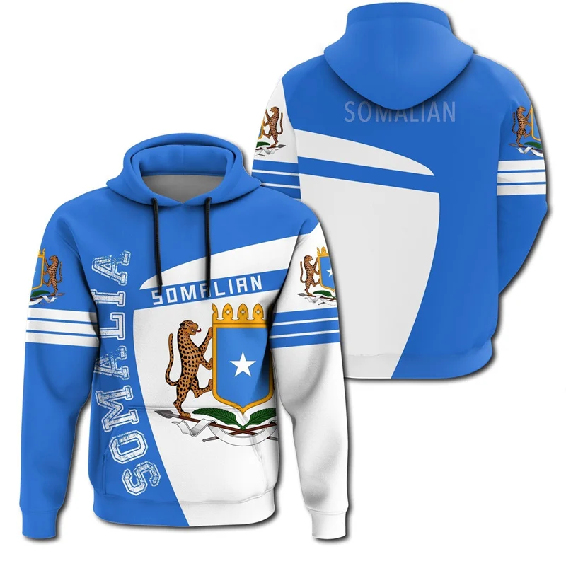 Africa Somalia Flag Map 3D Print Hoodie For Men Clothes National Emblem Graphic Sweatshirts Casual Boy Tracksuit Kids Pullover