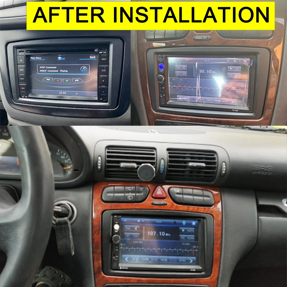 Double Din Stereo Panel for Benz C CLASS W203 Fascia Radio DVD Dash Mounting Installation Trim Kit Face Frame