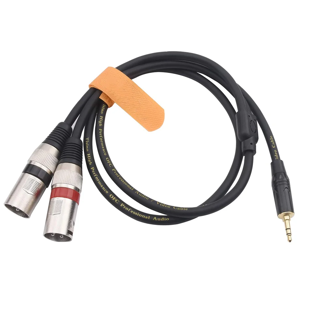 3.5 مللي متر إلى المزدوج XLR كابل ستيريو 1/8 بوصة مقبس صغير إلى 2 XLR ذكر Y الفاصل وصلة محول لأجهزة الكمبيوتر المحمول والكمبيوتر الذكي المتكلم الخ