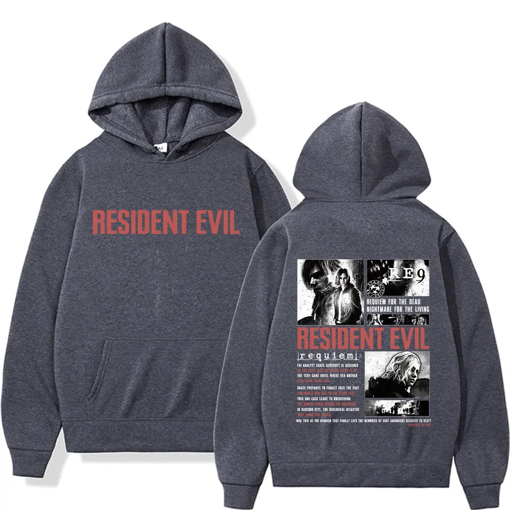Resident Evil Requiem Sweatshirts Leon Kennedy Grace Ashcroft 90er Vintage Hoodies Herren Damen Mode Klassische Pullover Streetwear – Detail 4