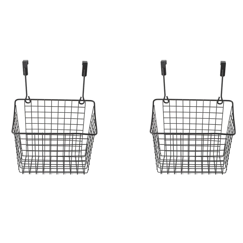 

2Pcs Grid Storage Baskets With Hooks, Storage Racks On Cabinet Doors, Hanging Storage, Suitable For Kitchen And Bathroom