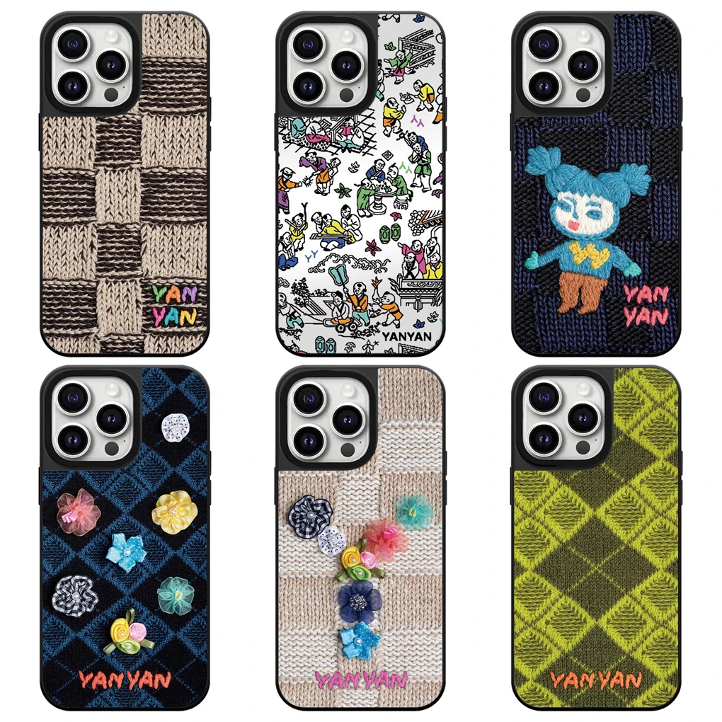 

Knitwear Texture Printed Mirror Surface IPhone 12 13 14 15 16 Pro Max Case - Protective IPhone Case with MagSafe