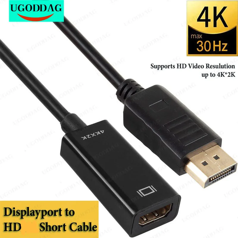 Displayport to HDMI-Compatible Adapter DP Male to 4K 1080P HDTV Female Converter with Audio for HP Asus HD Monitors Projectors