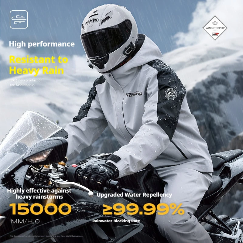 Men's Waterproof Motorcycle Riding Raincoat Suit Special Takeaway Rider's Split Design Rainstorm Proof Protective Gear