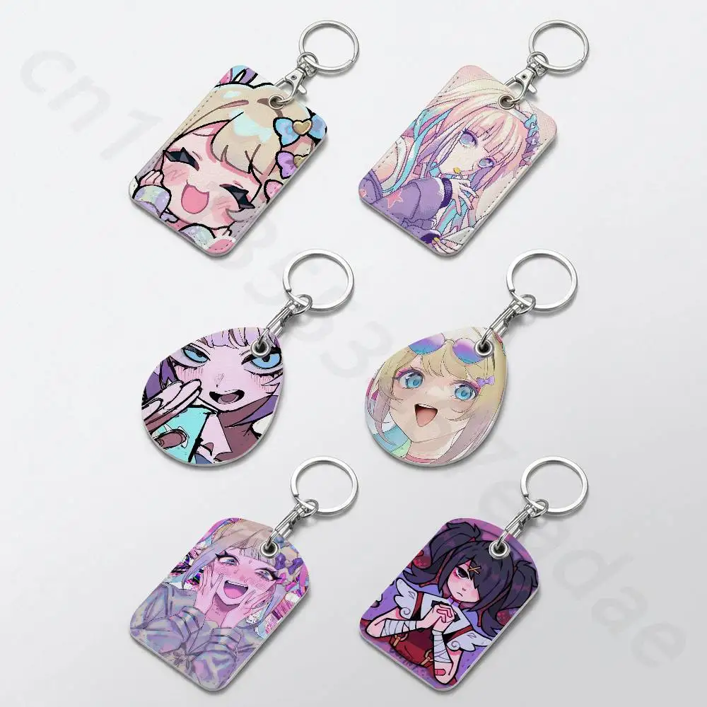 NEEDY GIRL OVERDOSE KAnge Rectangle Card Case Keychain Access Card Bag Key Tag Ring Leather Card Holder Key Ring Access