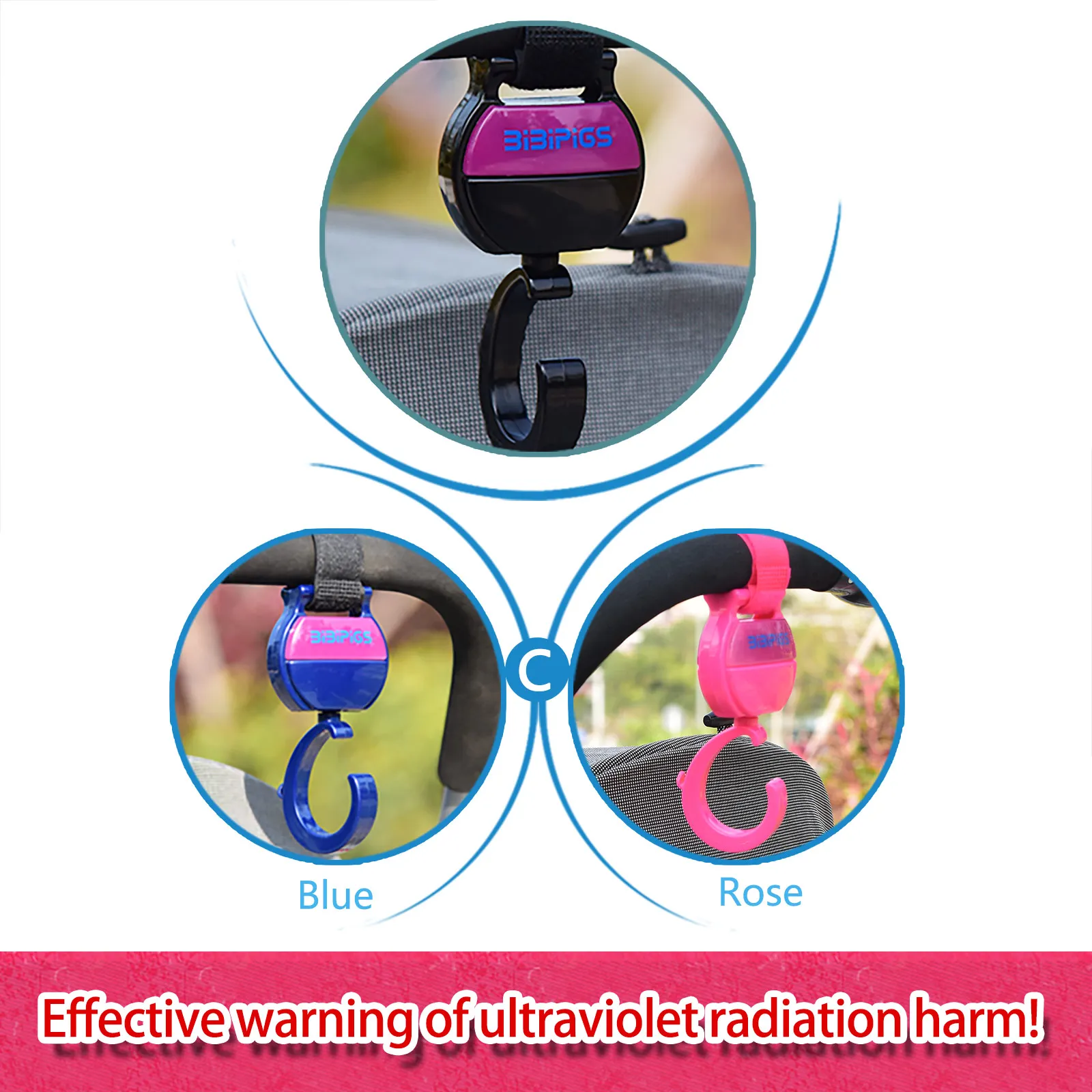 Baby stroller hooks, UV checker multi-purpose infant pram hanger hook,Mommy buggy clips hooks for stroller accessories