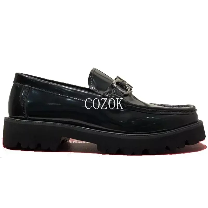 2024 New Business Casual Leather Top Layer Cowhide Thick Sole Raised Shoes Simple and Fashionable Fashion Leather Shoes