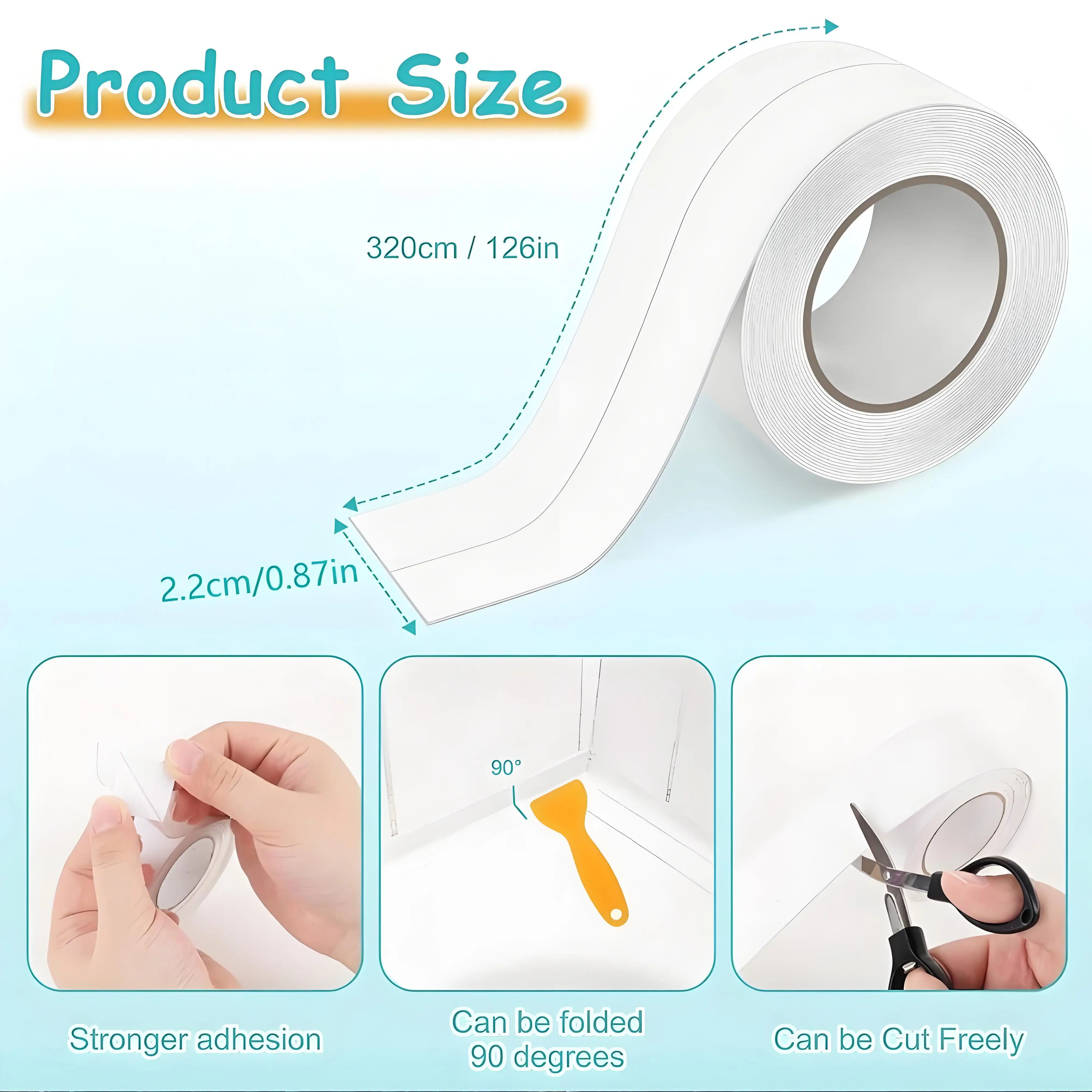 1 لفة من شريط مقاوم للماء بولي كلوريد الفينيل ملصقات مانعة للتسرب ذاتية اللصق سميكة قابلة للتشذيب قالب شق الكراك وباب مقاوم للتلوث #6