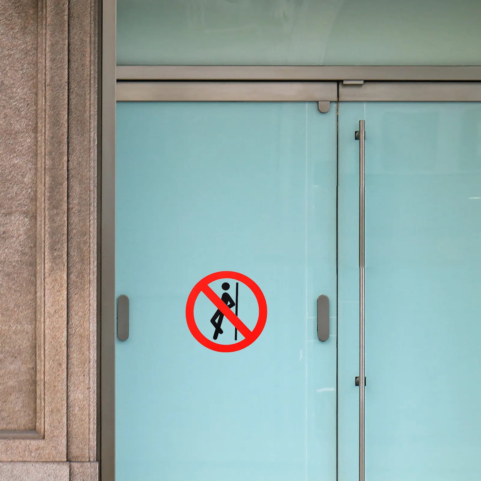 5Pcs No Leaning Safety Warning Sign Decals Strong Adhesion Peel Stick Warning Stickers for Metal Glass Smooth Surfaces