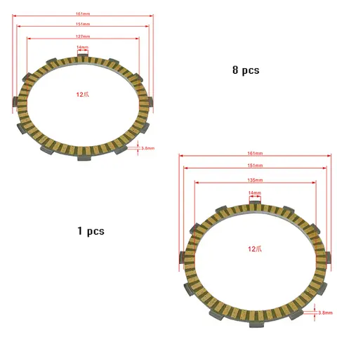 9 PCS Motorcycle Clutch Disc Friction Plates For Honda CBR1100 XX Blackbird 1100 1997 1998