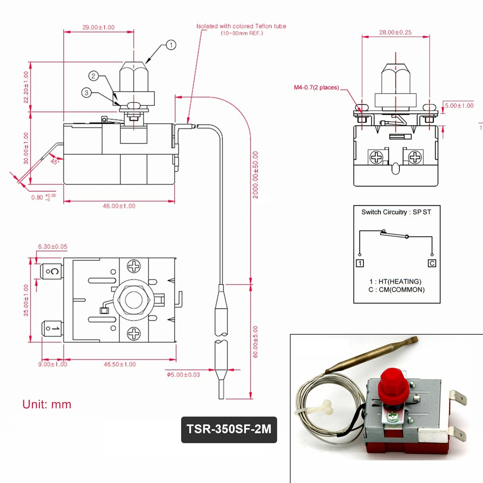 ترموستات لمبة ميزان الحرارة ثابت ارتفاع درجة الحرارة السلامة المحدد التحكم التبديل دليل إعادة تعيين تمديد الشعرية 1 متر للفرن #4