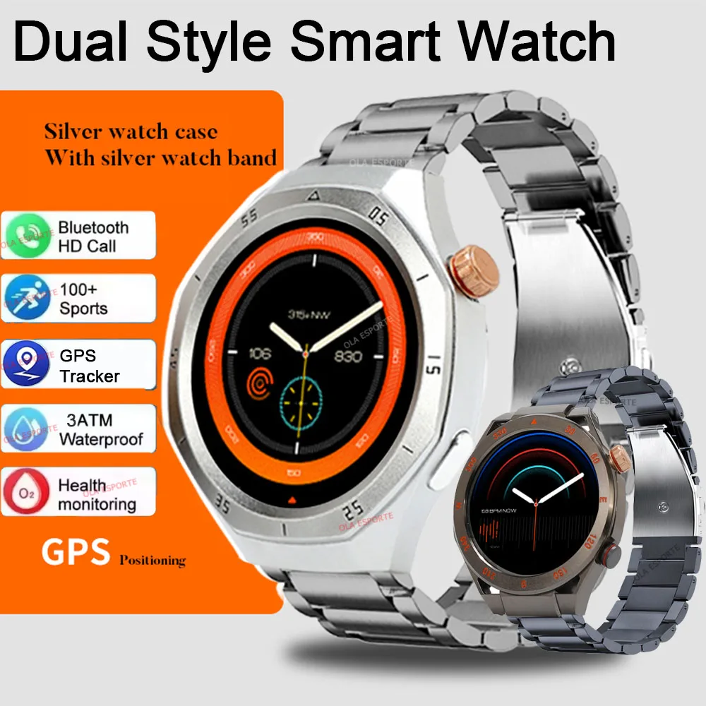 

+3pcs Strap Popular Outdoors GPS tracker Sports Smart Watch Men NFC HD Calls IP68 Waterproof Watch Men For Android IOS 2025 NEW