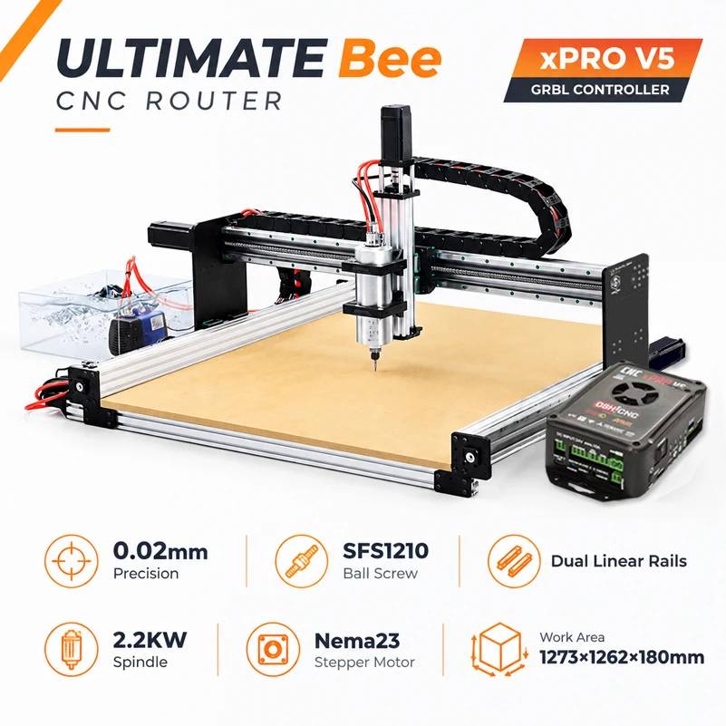 BulkMan3D ULTIMATE Bee CNC Router 4-Axis XPRO V5 GRBL Ball Screw HGR Dual Rails Engraving Machine for Wood Metal Acrylic Cutting
