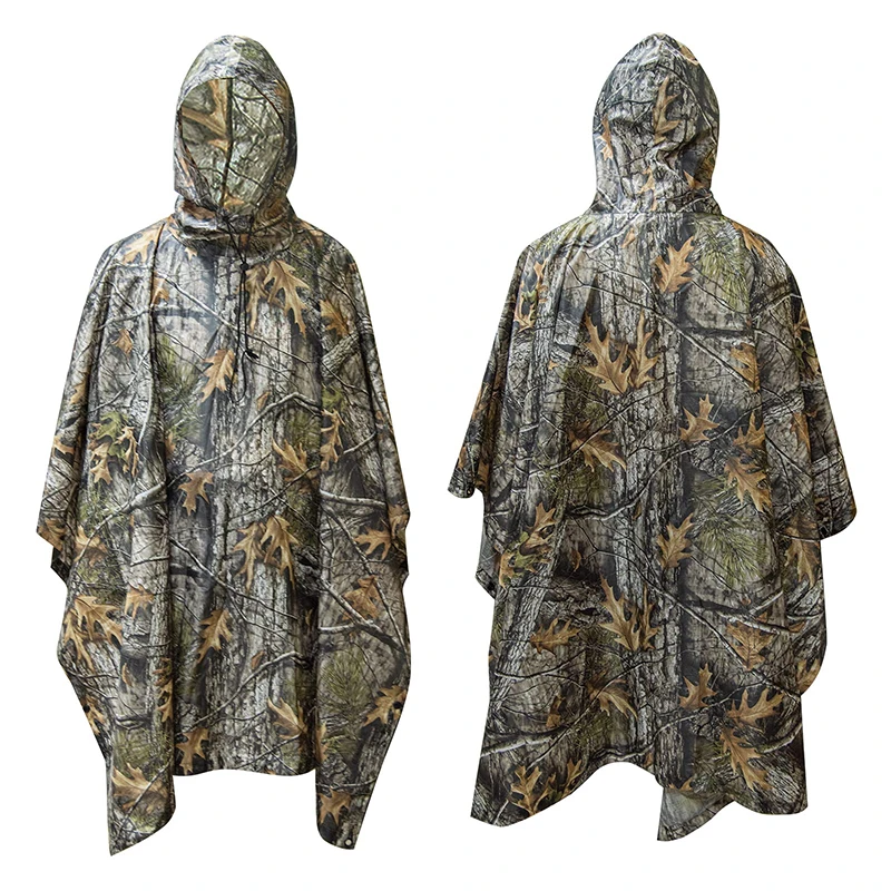 

Camouflage Raincoat PVC Outdoor Cycling Hiking Hunting Portable Folding Adult Tactical Poncho Rain Coat Waterproof Motorcycle