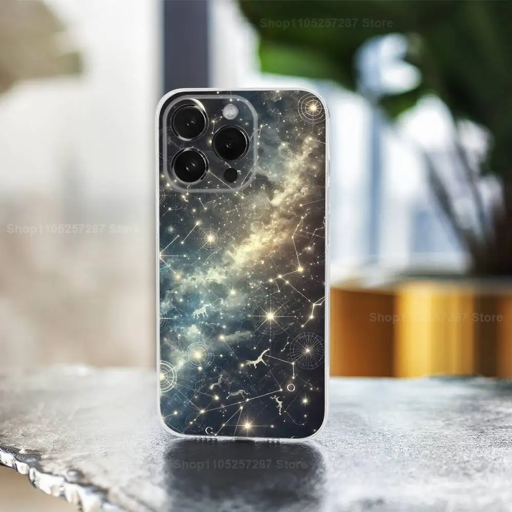 Etui na telefon z motywem dwunastu znaków zodiaku dla iPhone 14, 13, 12, 11, 17, 16, 15, Pro, Max, Plus, X, XS, XR, SE, Mini, przezroczyste, miękkie.