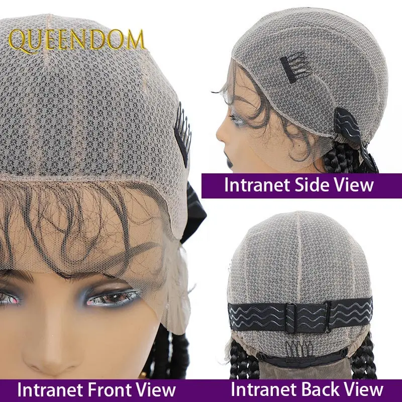 36 ''الصناعية صندوق جامبو الدانتيل شعر مستعار أمامي كامل الدانتيل كورنو تويست جديلة فو Locs شعر مستعار للنساء السود عقدة صندوق شعر مستعار مضفر #6