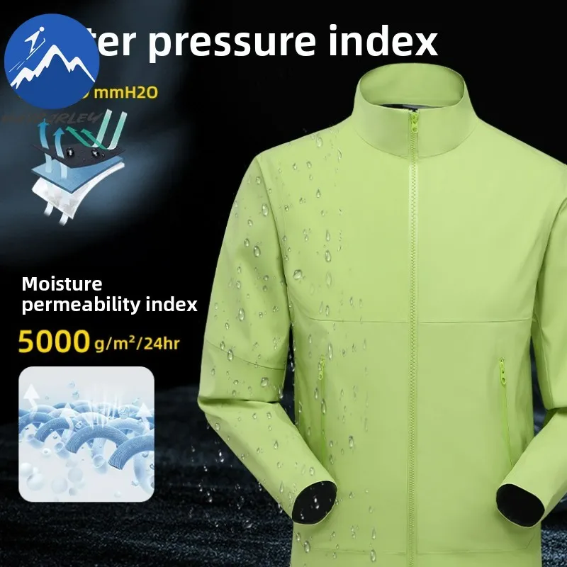 Maxbarley Man Jacket 2025 Autumn Premium Solid Color Camping Windproof Single Layer Rush Coat Outdoor Climbing Waterproof Coats