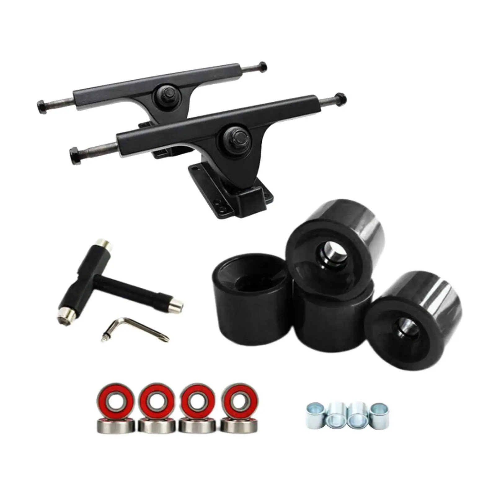 Deluxe Skateboard Parts Set for Skateboarding Beginners, 2, 4 , 8 -11 Bearings, 1x and 4x Spacers