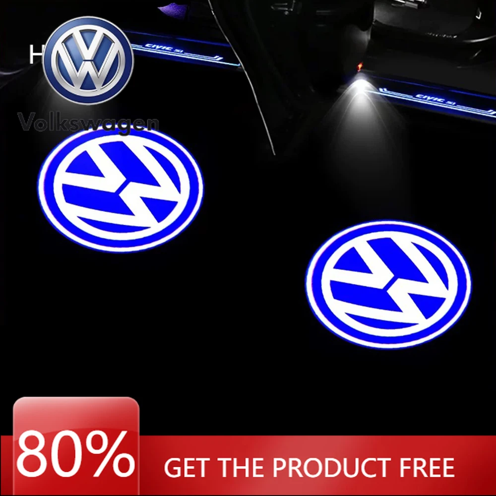 

For VOLKSWAGEN 2PCs LED Welcome Projector Light Door Lamp For VW Golf 5 6 7 7N Touran CC Passat Magotan B6 B7 B8 Tiguan Car Sty