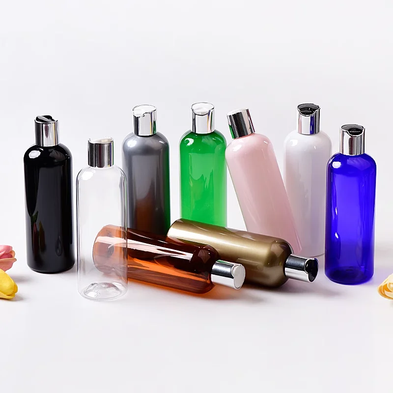 

30pcs 300ml Disc top Cap black bottle Empty Plastic Bottle PET Lotion Bottle travel size plastic empty bottles for Shampoo 10oz