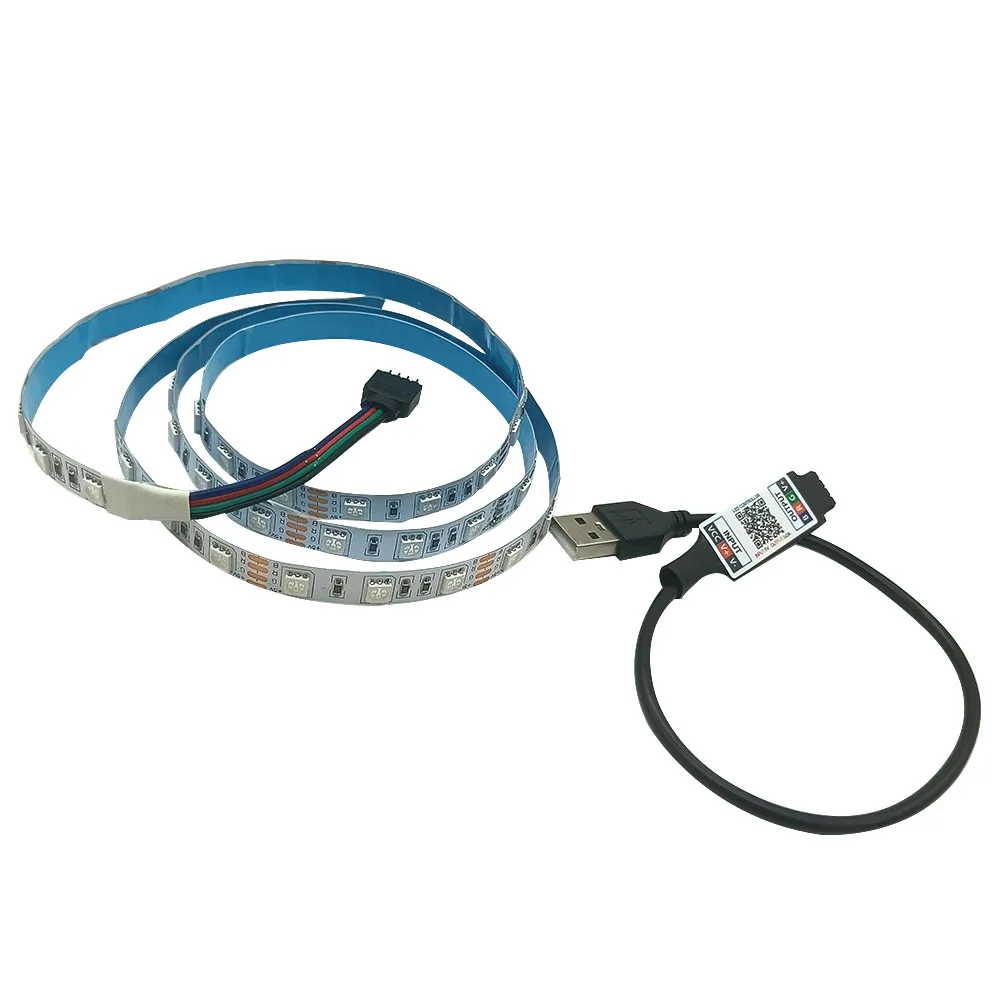 5V USB LED Strip RGB Light 5050 24key / 44key Remote Control Kit USB Power Waterproof Flexible Led Tape Adhesive TV Backlights