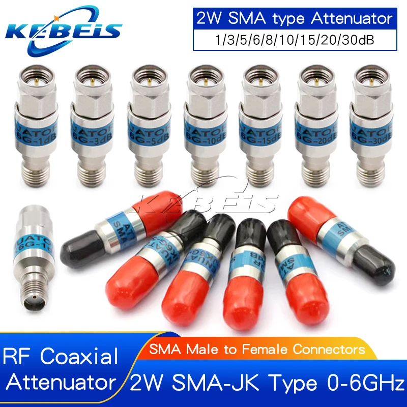 1PCS 2W DC-6GHz SMA Male to SMA Female Coaxial RF Attenuator, 1/3/5/6/8/10/15/20/30db Attenuator, SMA Fixed Connectors