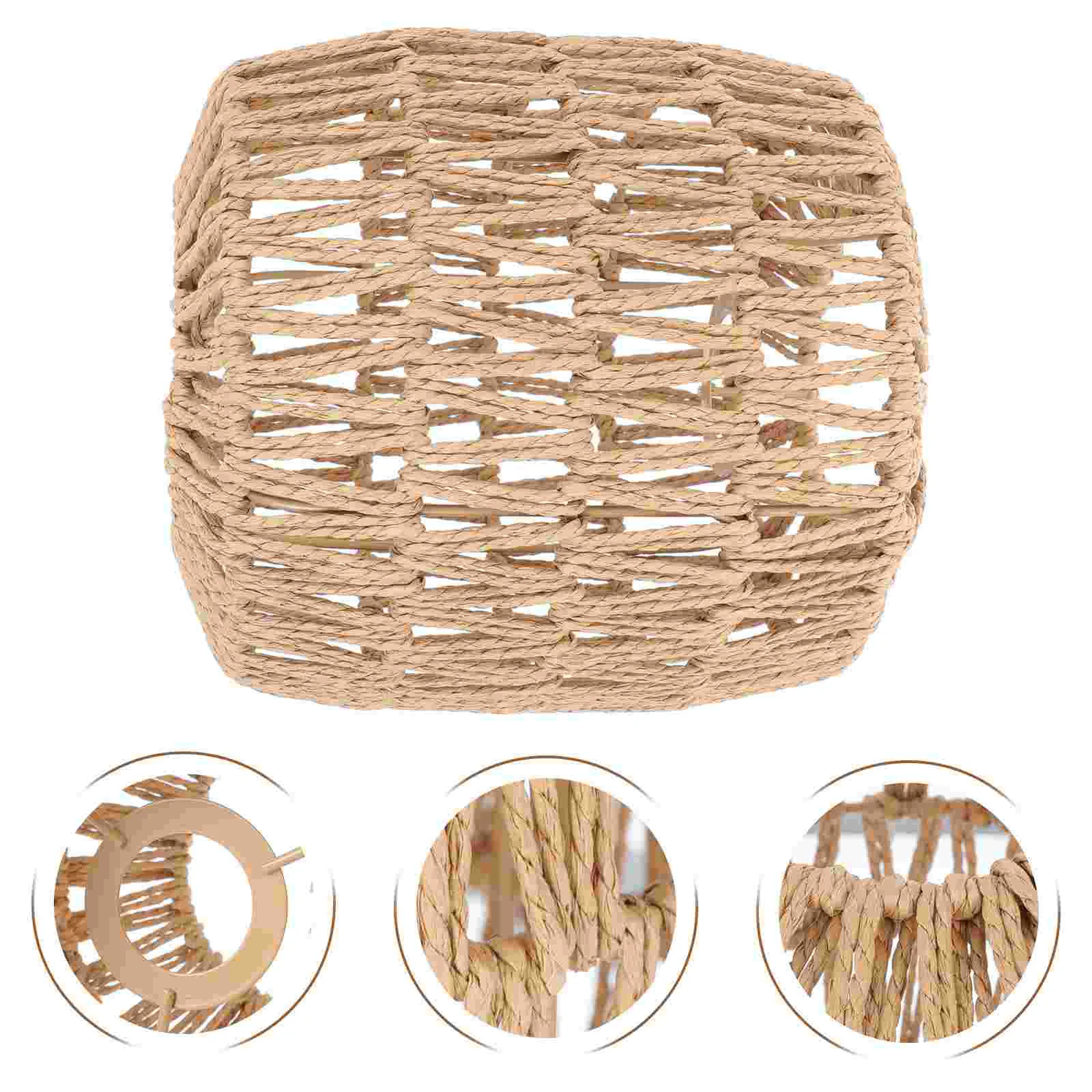 

Lampshade Dining Room Simulated Rattan Shades for Table Vintage Rope Creative Woven Ceiling