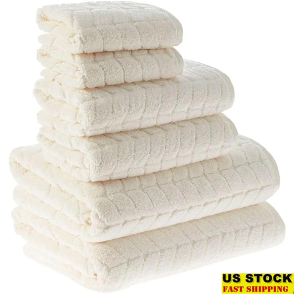 

Ultra Soft Plush Turkish Cotton Quick Dry Bath Towels Set Absorbent Zero Twist Technology 6 Pieces Bathroom Essentials