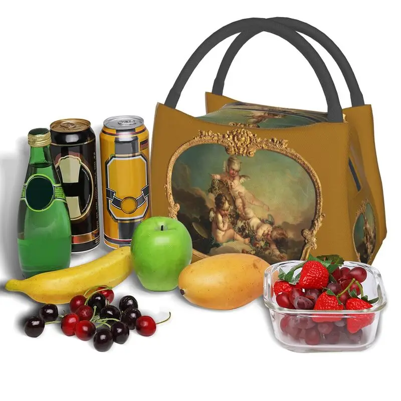 Allegory Of Autumn Thermal Insulated Lunch Bag Boucher Rococo Renaissance Resuable Lunch Box for Women Kids Food Tote Bags