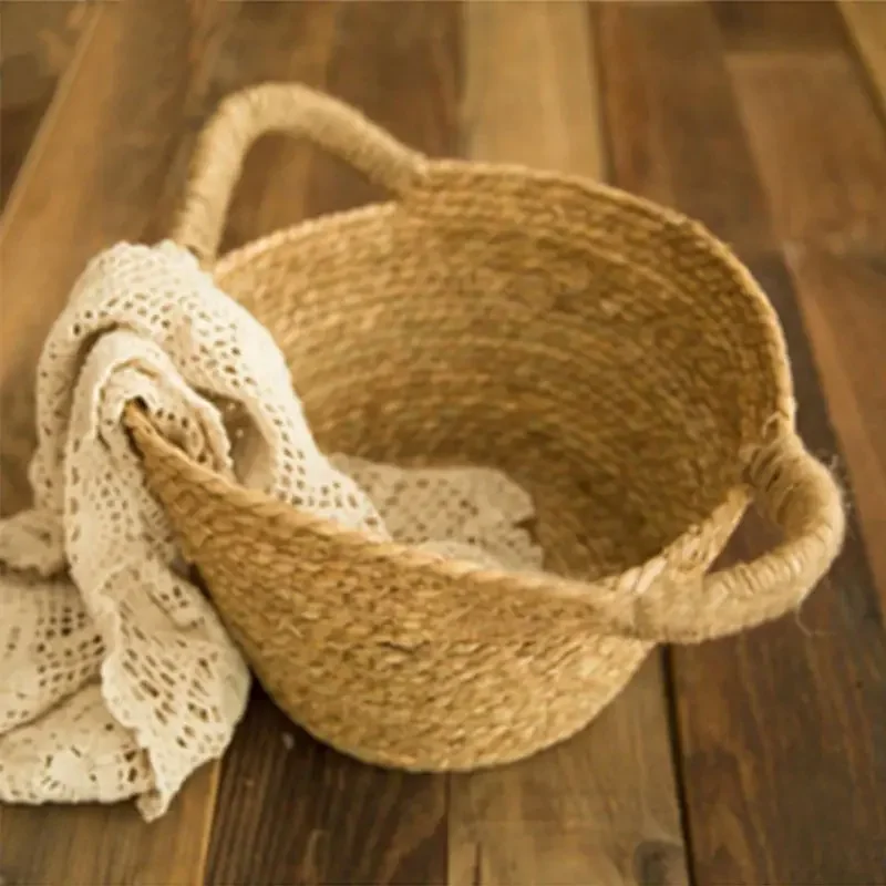 

Newborn Photo Basket Children Baby Photography Woven Baskets Photography Props Basin Big Day Record
